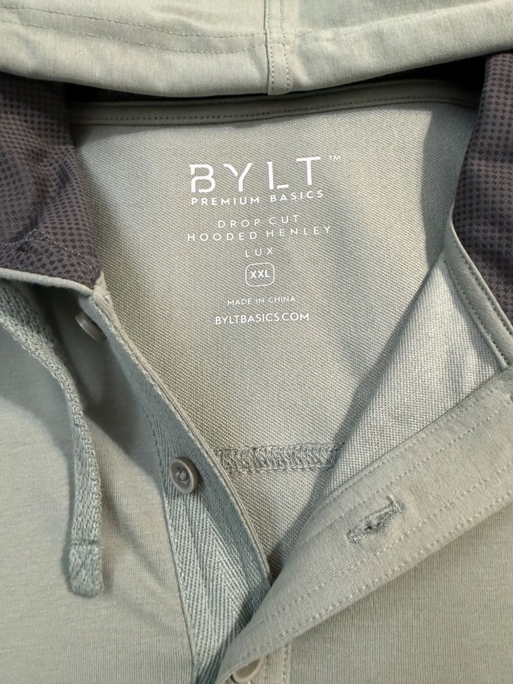 BYLT PREMIUM BASICS drop cut hooded henley XXL - Picture 3 of 5